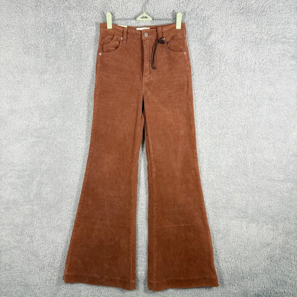 NEW Rolla's Eastcoast Flare Corduroy Pants Sz 25 Cinnamon Rust Orange‎ High Rise